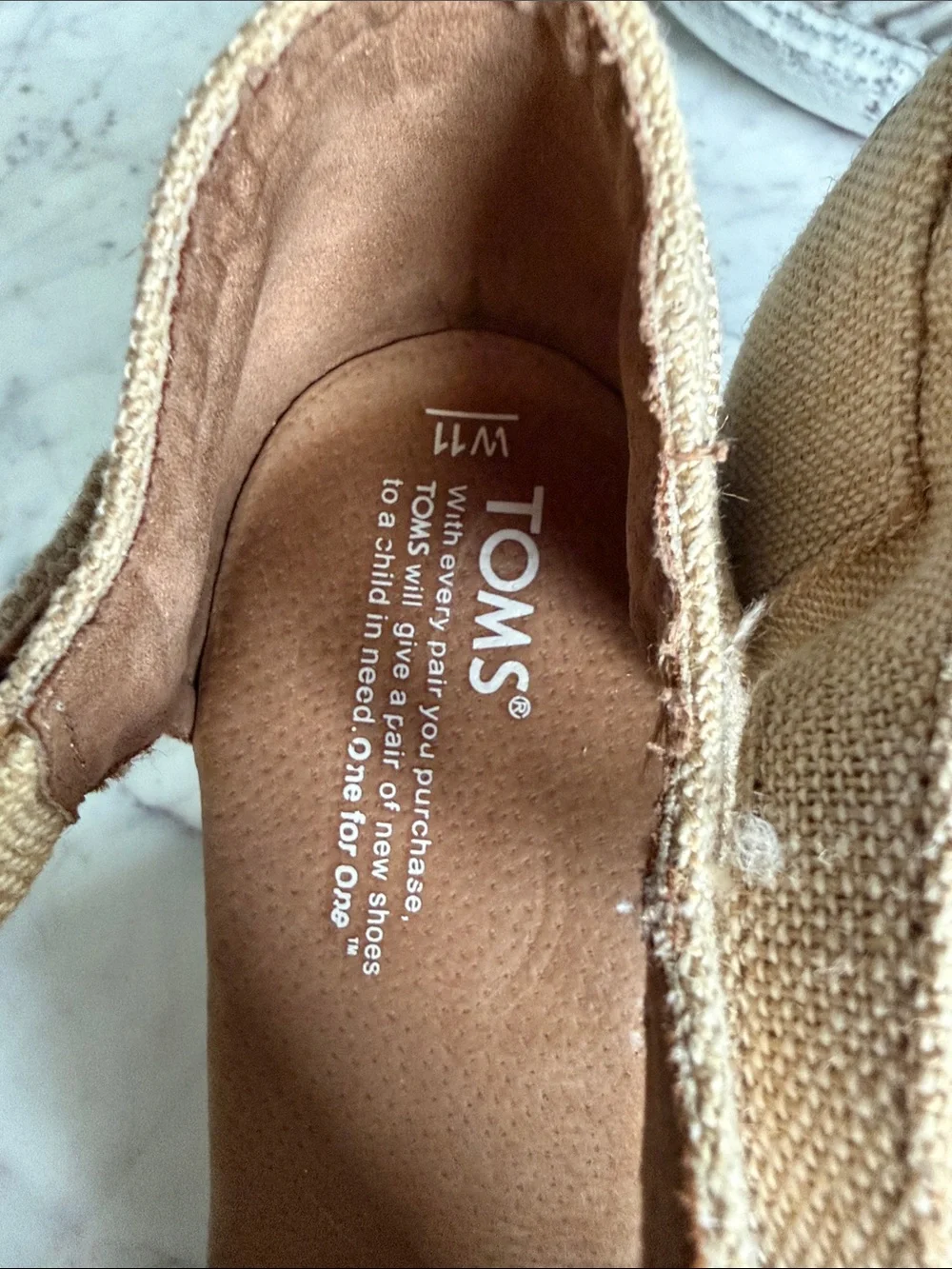 TOMS Natural Canvas Crisscross Wedge Sandals 11
